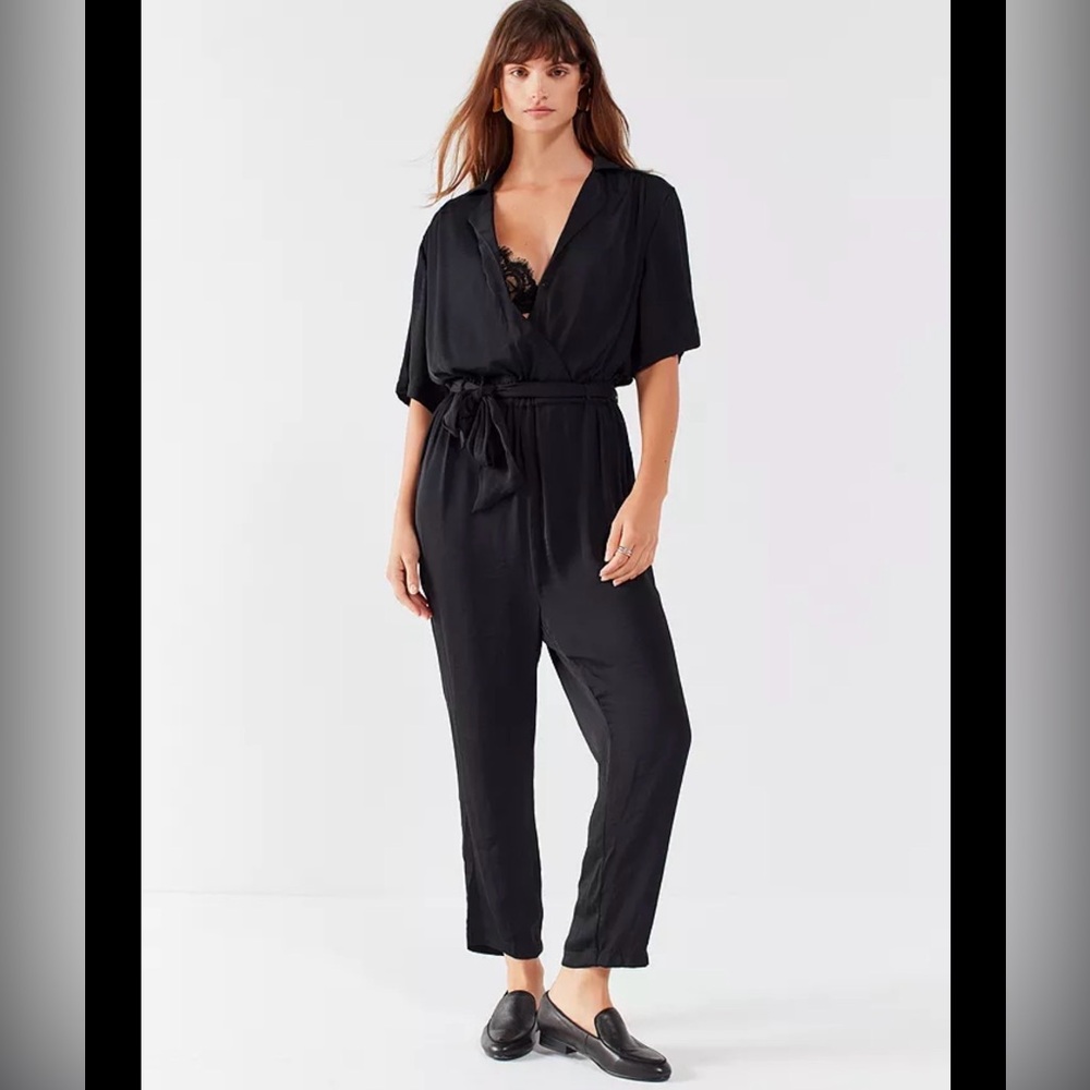 Urban Outfitters Black Surplice Wrap‎ Jumpsuit Medium